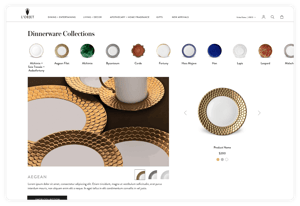 L'Objet desktop design for dinnerware collection page