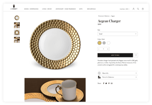 L'Objet desktop design for product detail page